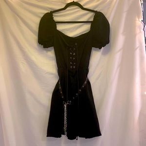 Short black cottagecore dress
